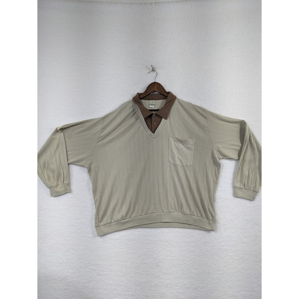 1980's Haband Mens Totally 80s Golf Shirt Long Sleeve Collared 3X